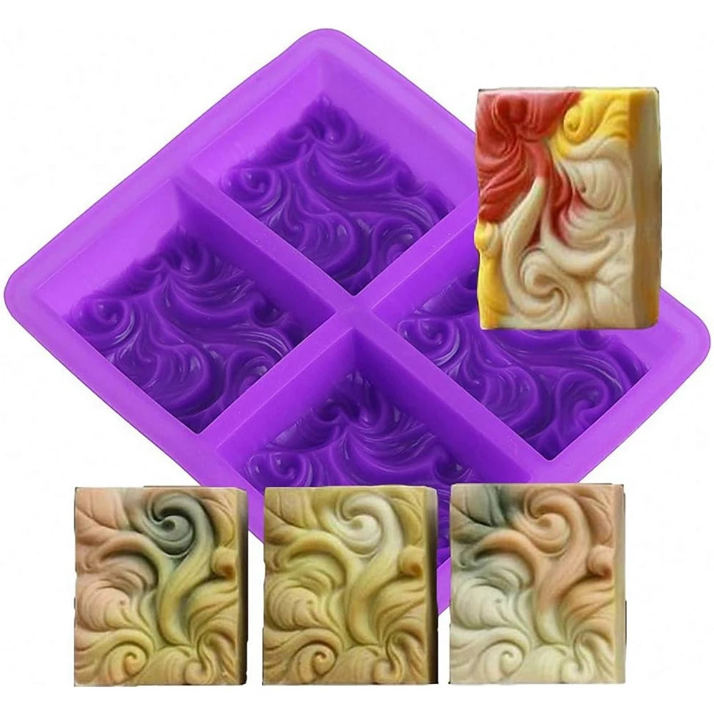 4 Cavity Wave Flower Silicone Soap Mold DIY Ocean Wave Aromatherapy Plaster Soap Mold Handmade Cloud Cold Process Soap Molds