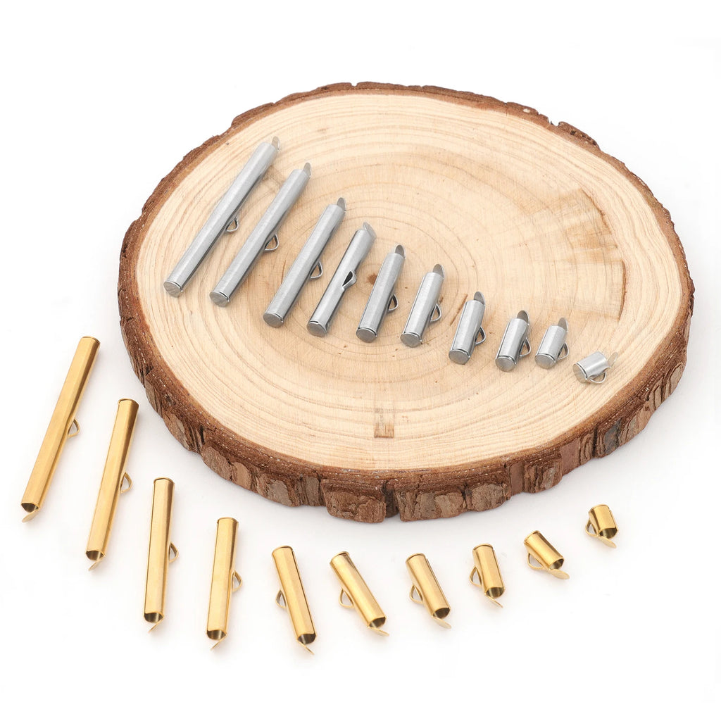 Cord End Clasps Stainless Steel Slide-On Crimp Tubes DIY Jewelry Making