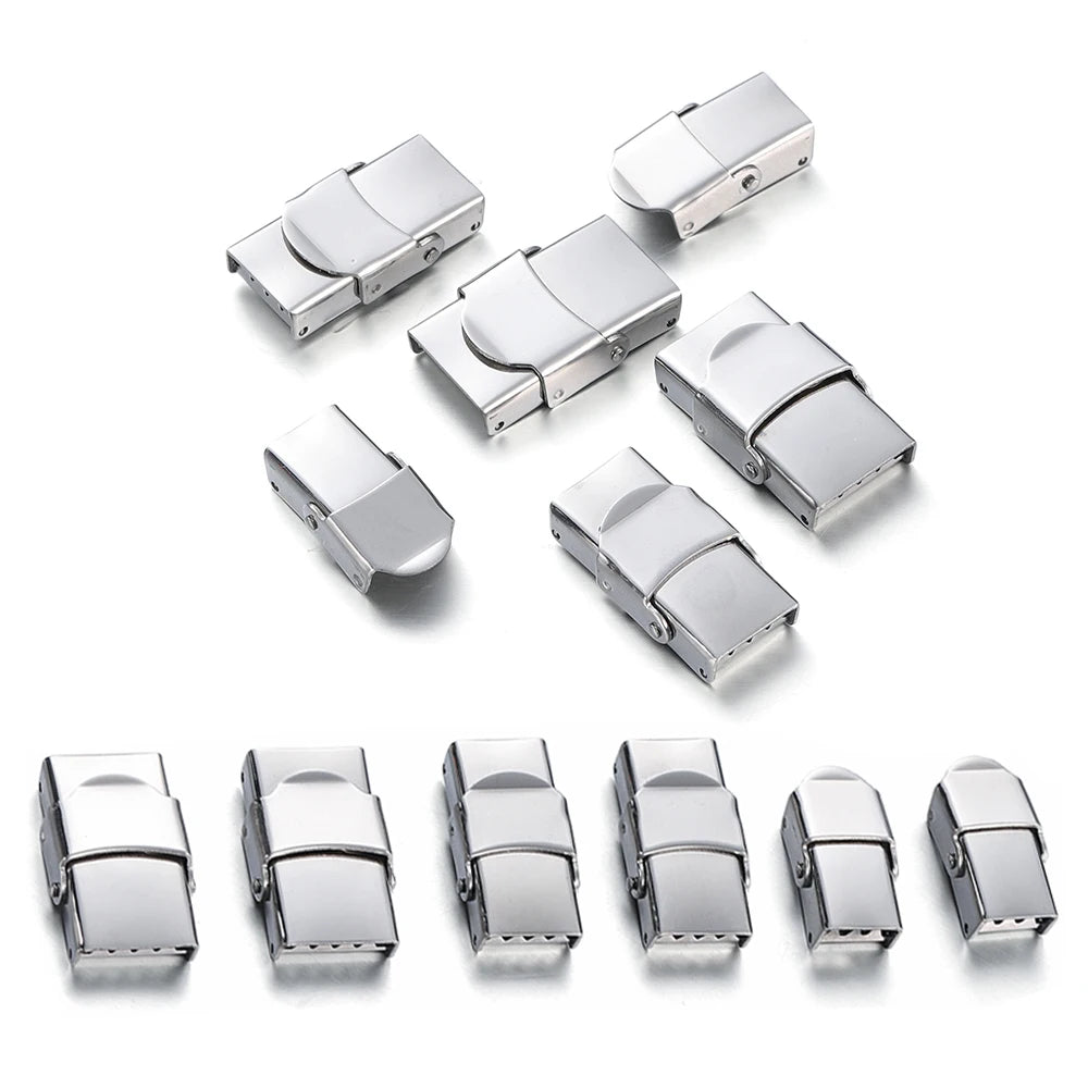 Watch Band Clasps Stainless Steel Jaw Crimp Hooks DIY Jewelry Making