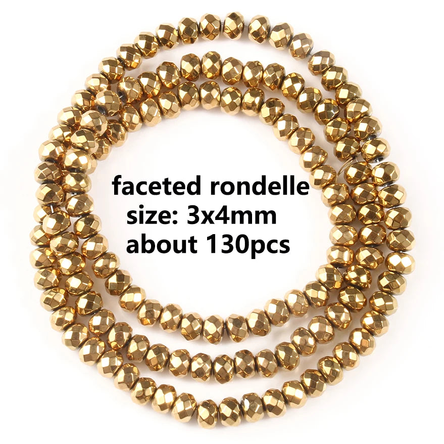 Stone Beads Gold-Tone Hematite-Style Spacer Shapes for DIY Jewelry Making