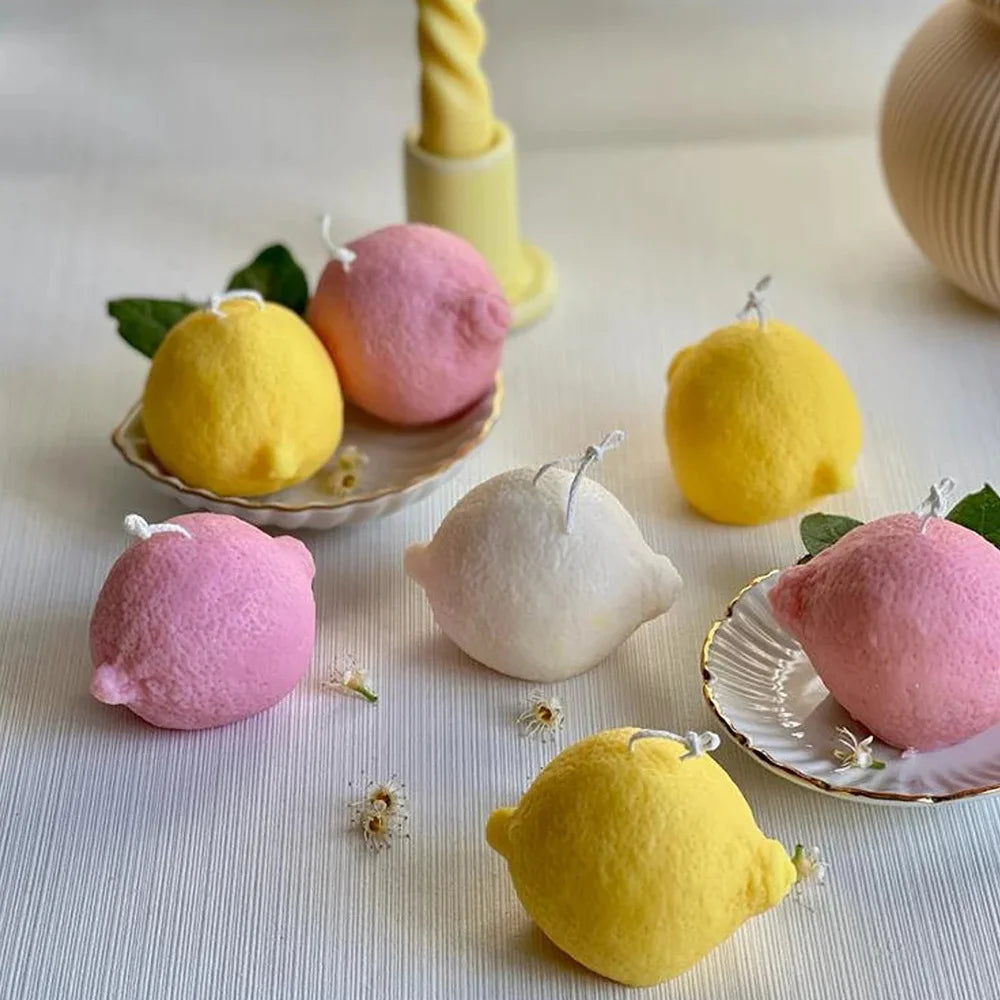Orange Fruit Candle Mold DIY Strawberry Cake Decor Mold 3D Pumpkin Lemon Scented Candle Plaster Mold Soap Making Home Decor Gift