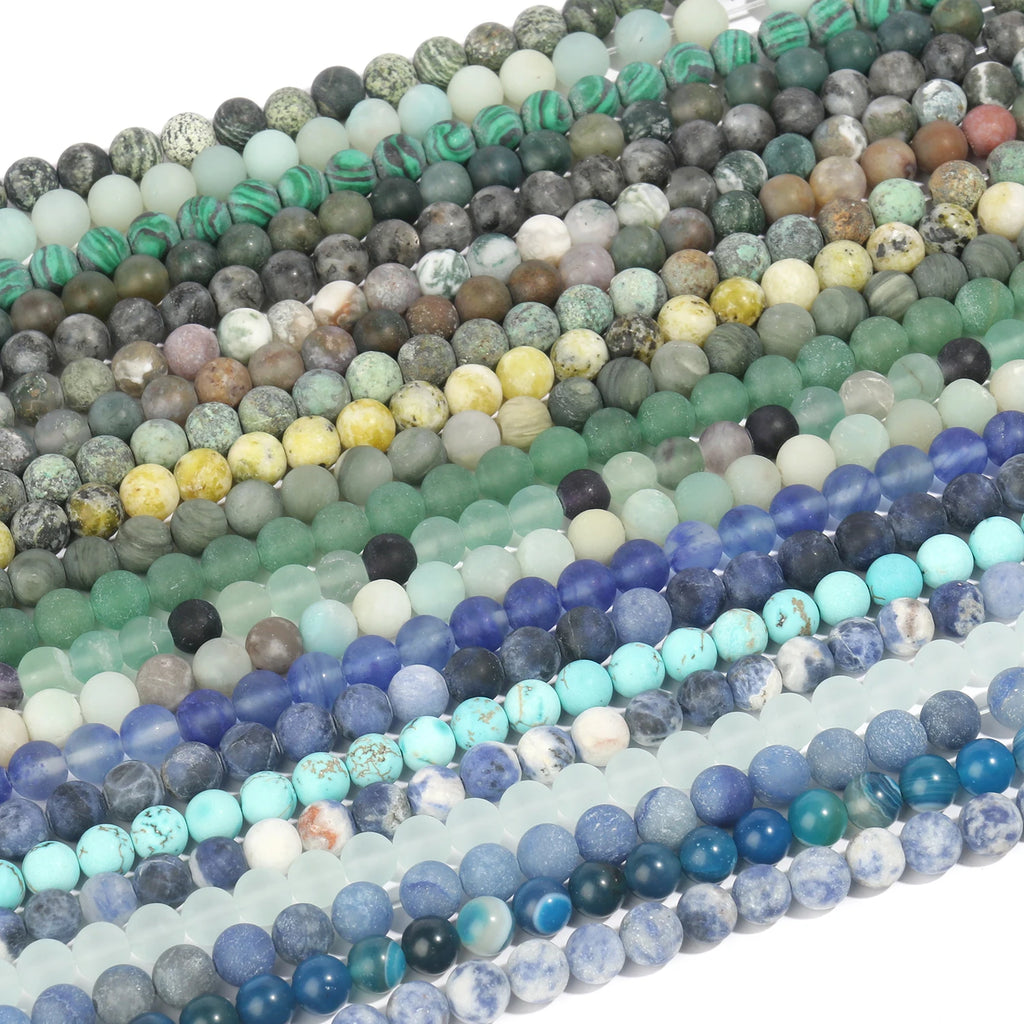 Stone Beads Matte Round Turquoise Jasper Quartz Styles for DIY Jewelry Making