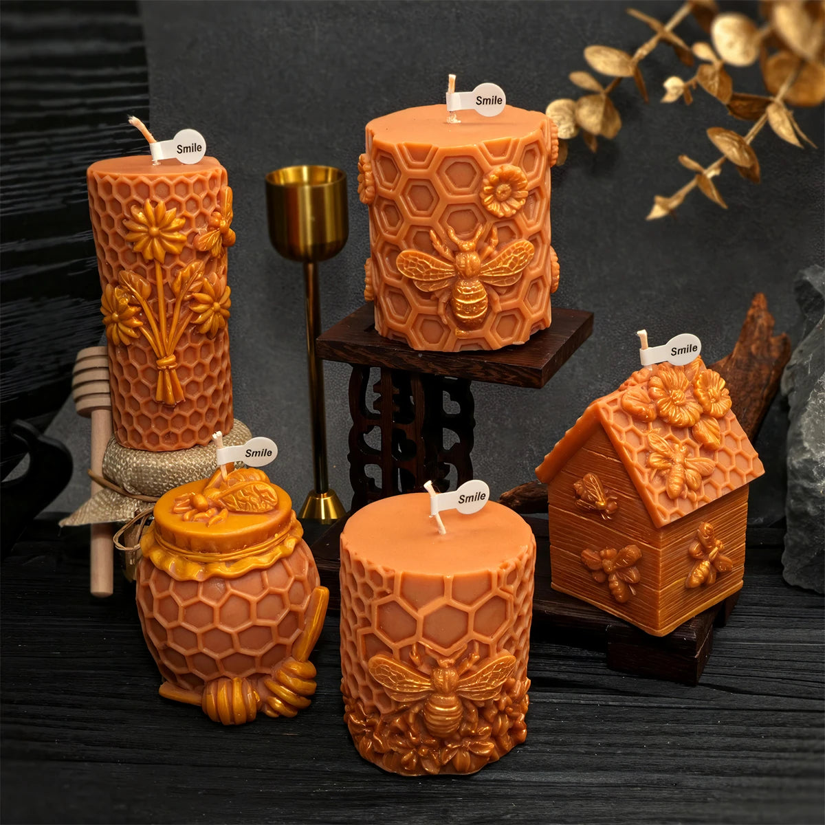 3D Bee Honeycomb Candle Mold DIY Embossed Beehive Pillar Scented Candle Plaster Mold Beehive Patterns Candle Making Tool