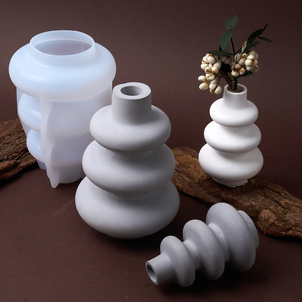 Irregular Vase Silicone Mold DIY Nordic Circle Straight Flower Arrangement Craft Making Plaster Resin Casting Molds Home Decor