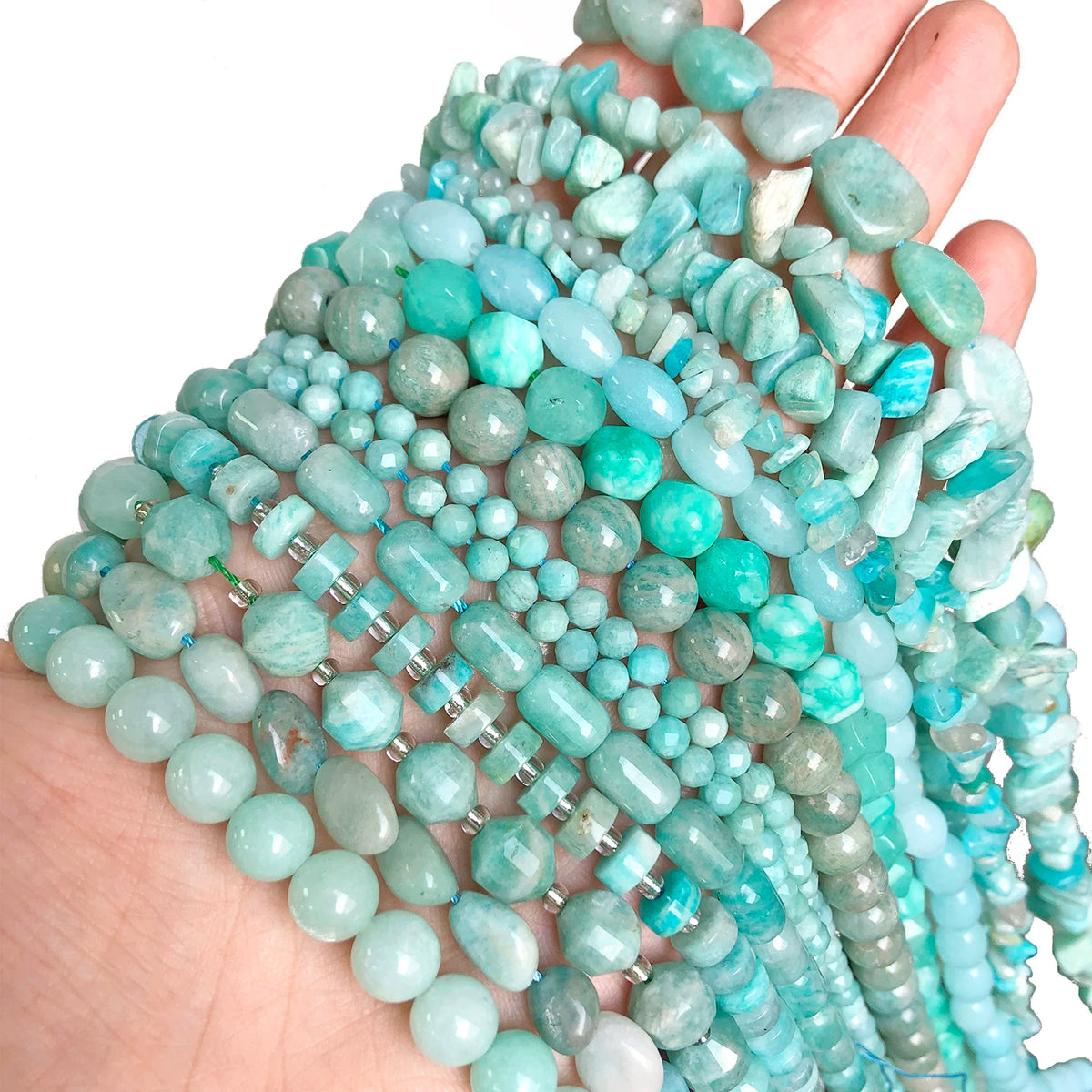 Stone Beads Amazonite-Style Faceted Mixed Shapes for DIY Jewelry Making