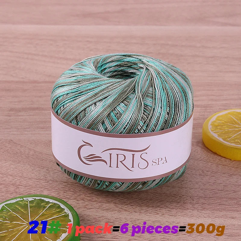 Yarn, Fine Lace with Gradient Colors for Crochet Shawls & Summer Knitwear