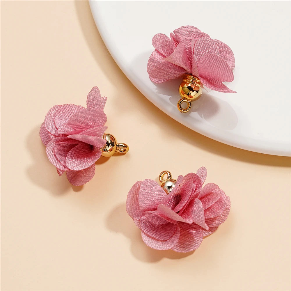 Earring Components Fabric Flower Tassel Pendants Bracelet DIY Jewelry Making