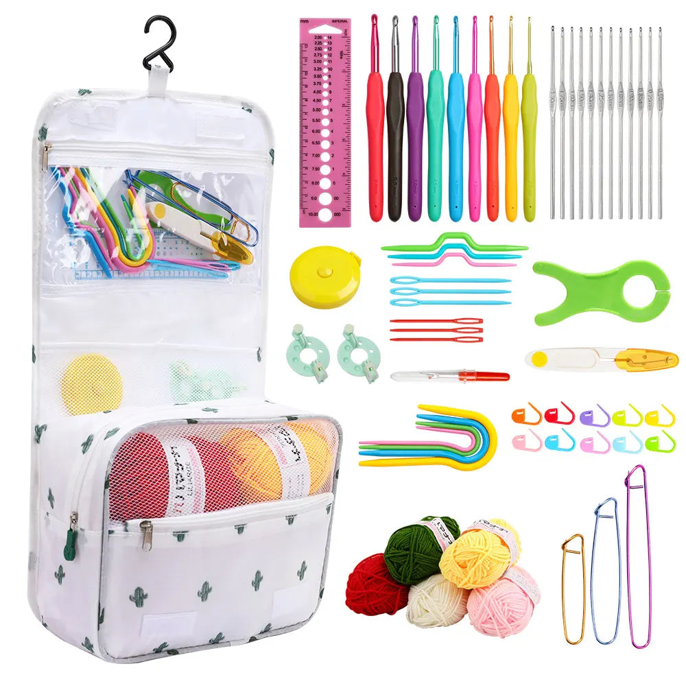 Crochet Hook Tool Set with Tote Organizer for Handmade Yarn Projects
