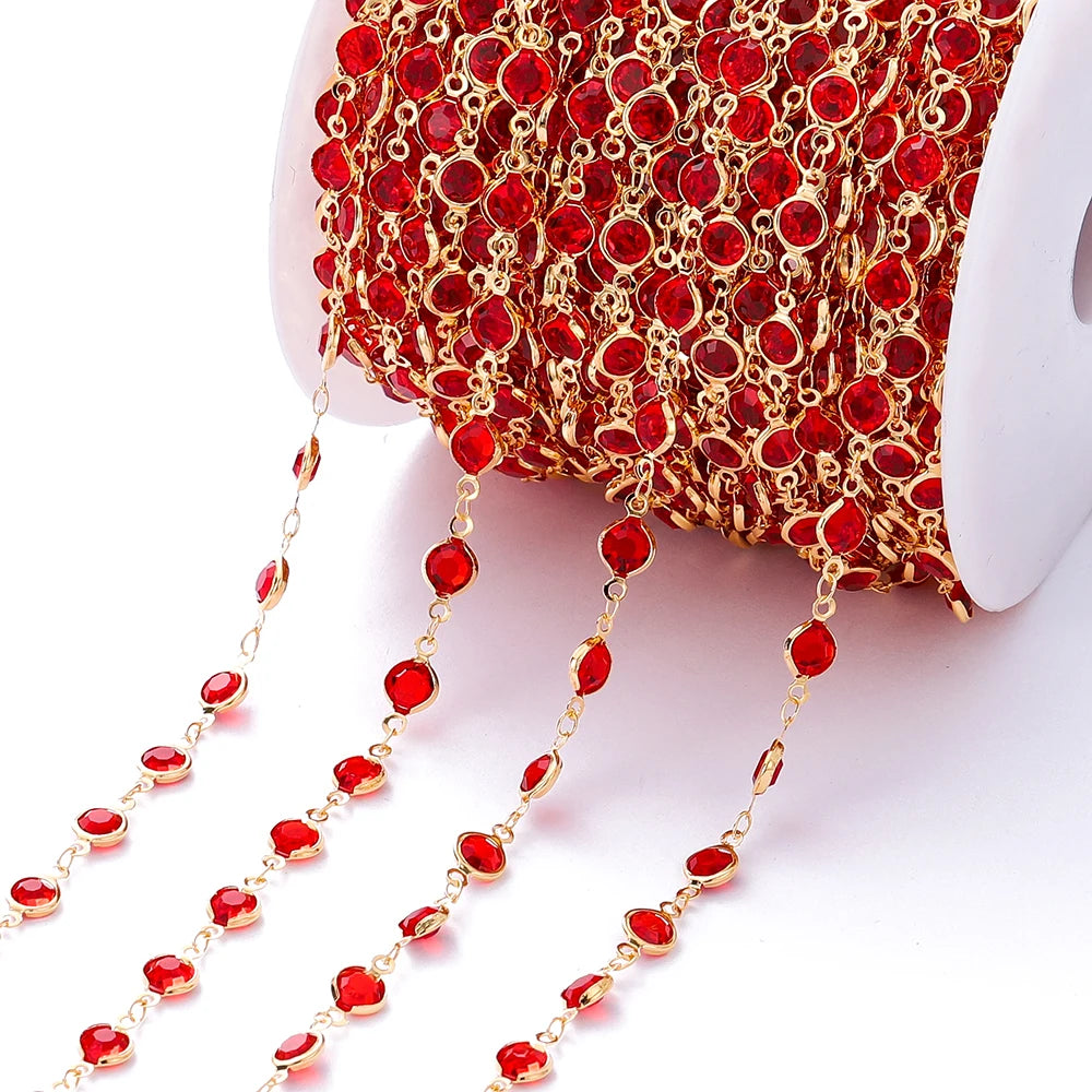 Metal Beads Colorful Crystal Beaded Chain Glass Necklace Chain Bracelet Supplies