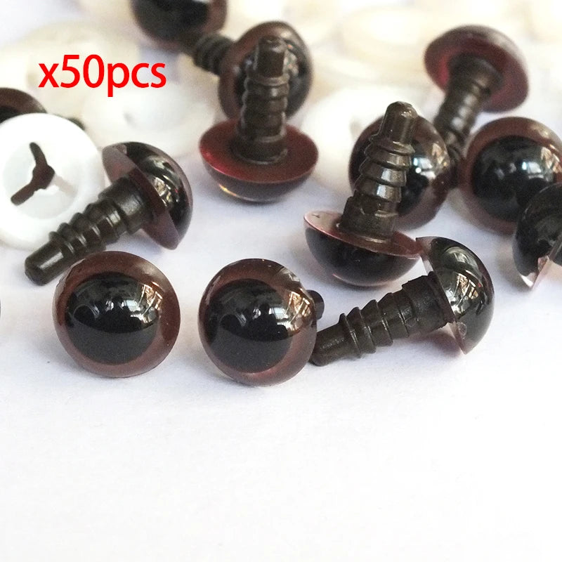 Doll Eyes Safety Eyes Brown Plastic with Washers 8-20mm Amigurumi 20-50pcs