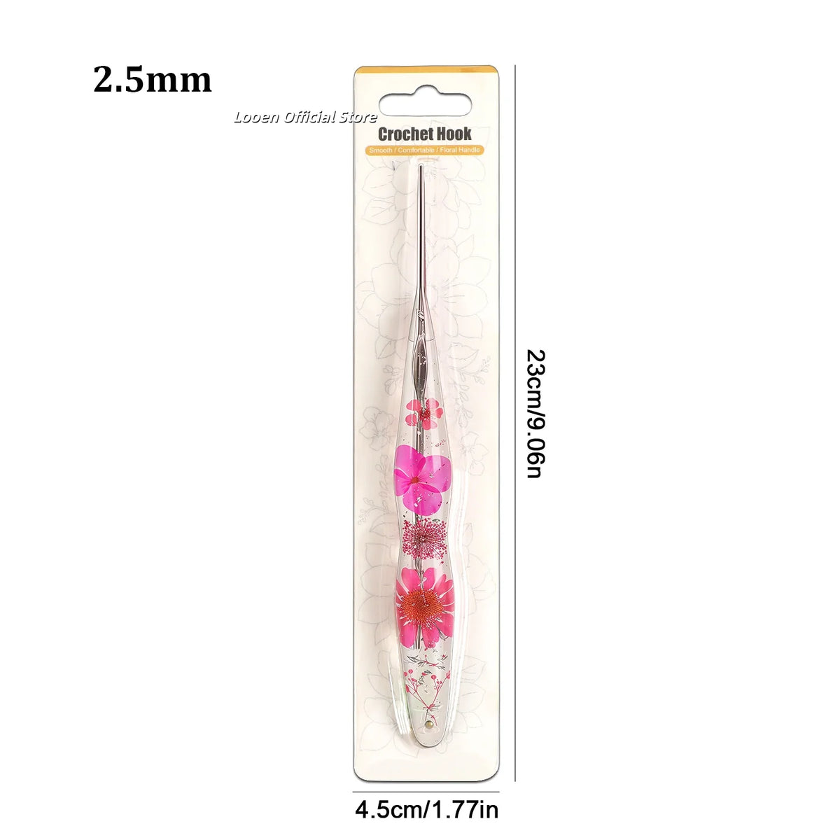 Crochet Hook, Gourd-Shaped Floral Resin Handle for Handmade Yarn Projects