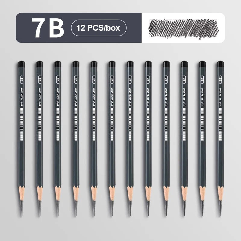Graphite & Charcoal Sketch Pencil Set — 2H to 14B, 12 or 24 Piece