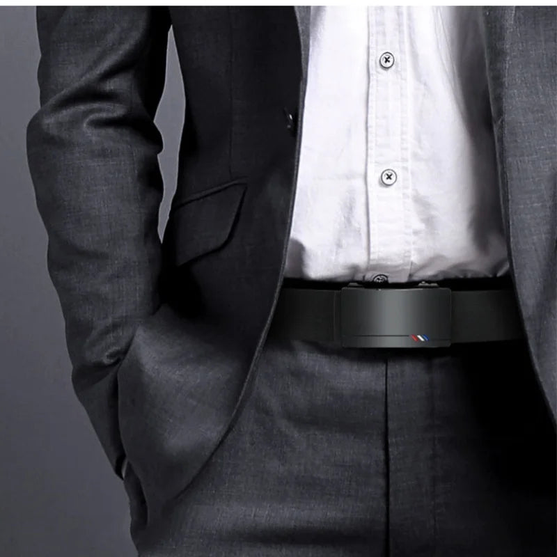 Men's Leather Belt Automatic Buckle Plus Size Big & Tall for Jeans, Dress