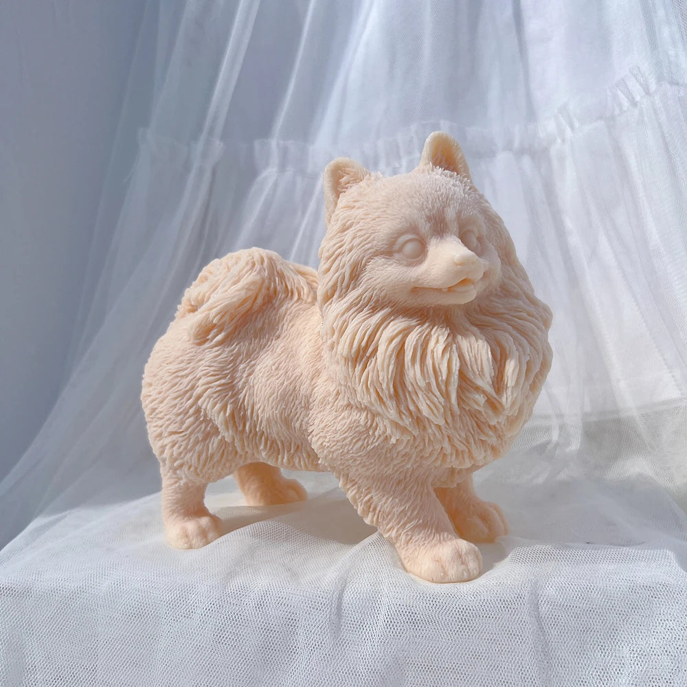 Pomeranian Puppy Dog Candle Mold Animal Puppies Soy Wax Silicone Mould Dog Lover Home Decor