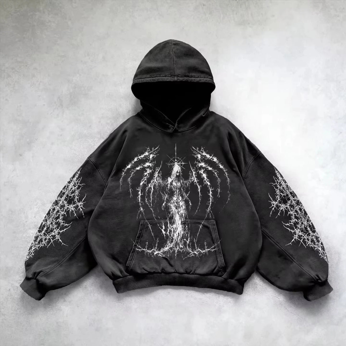 Hoodie Men's Gothic Graphic Print Oversized Pullover Y2K Grunge 10 Designs