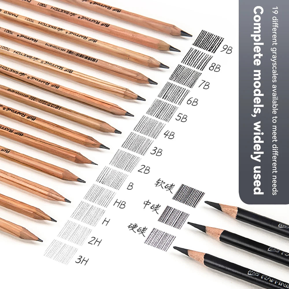 Borrence Graphite & Charcoal Sketch Pencils — Single Grade & Mixed Packs