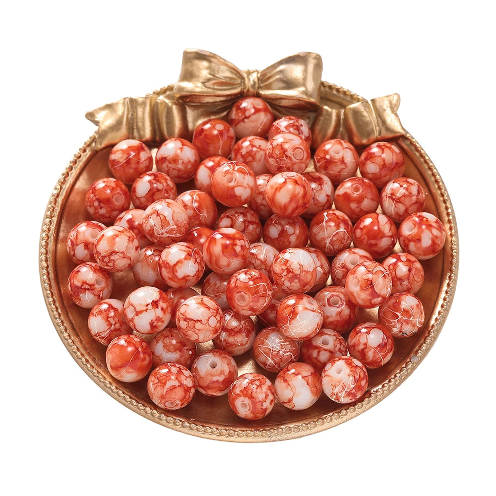 Glass Beads Crystal Crackle Round Imitation Jade-Style Stone Crafts Craft Beads