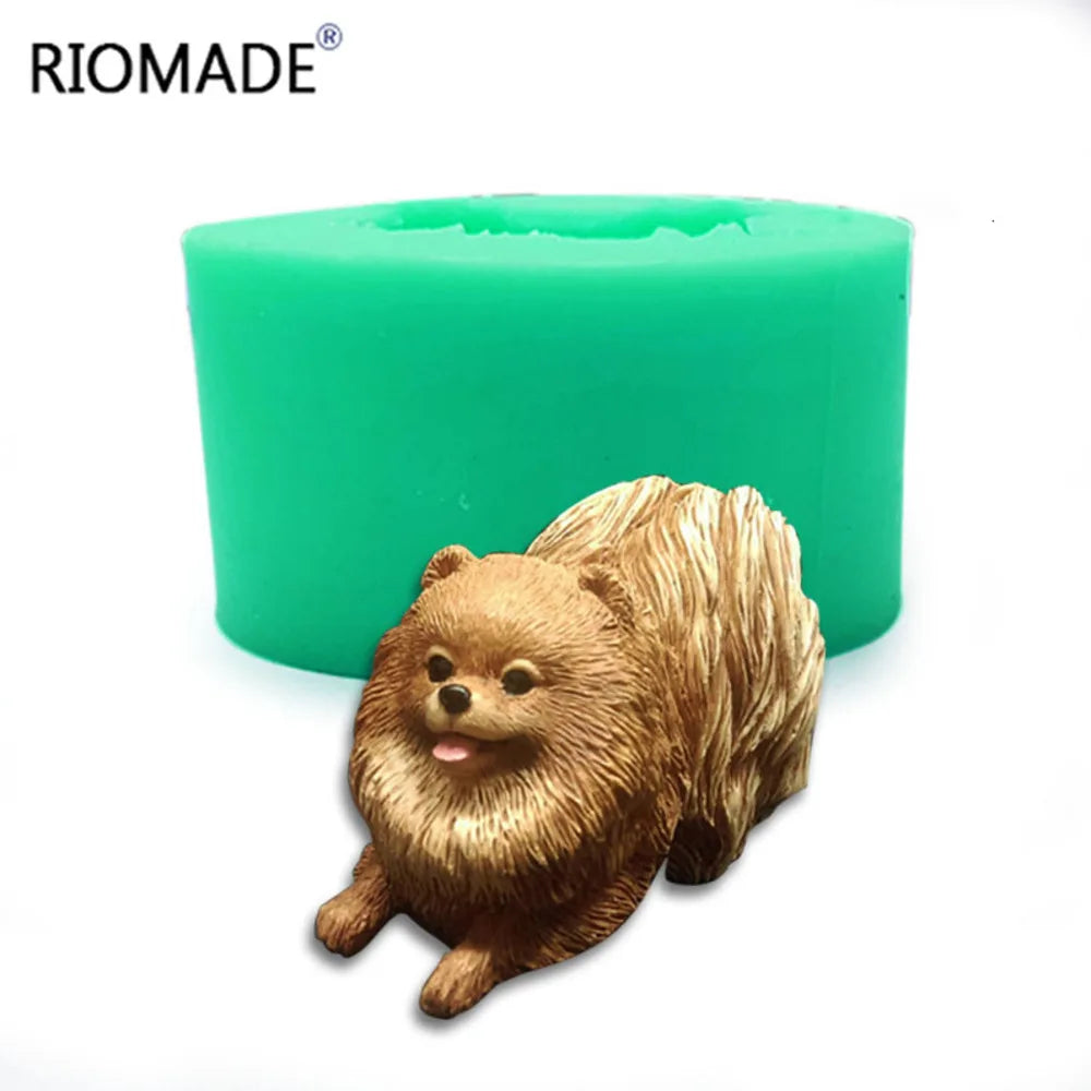 3D Dog Shape Silicone Molds Big Pomeranian Shih Tzu Animal Candle