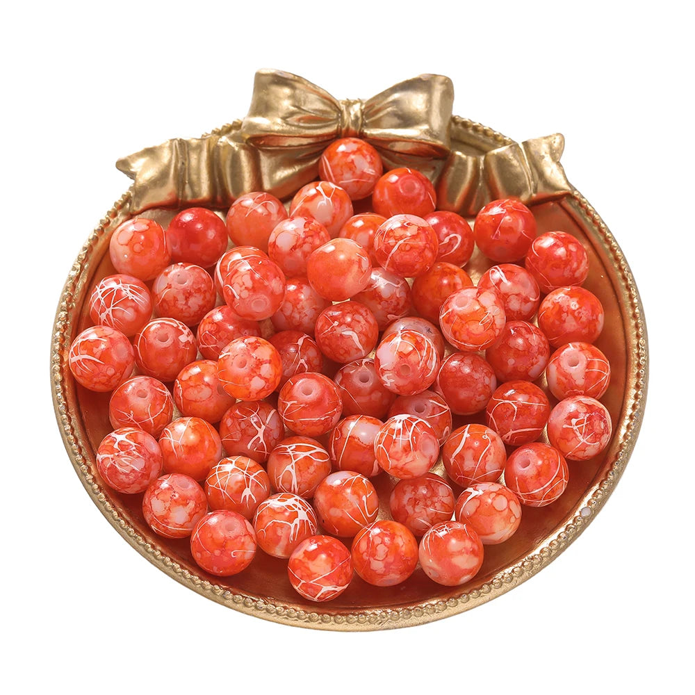 Glass Beads Crystal Crackle Round Imitation Jade-Style Stone Crafts Craft Beads