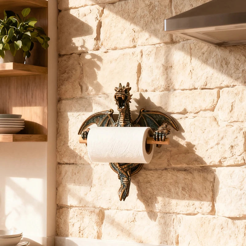 Retro Dragon Shaped Tissue Holder Bathroom Toilet Paper Holder Creative Dragon Ornament
