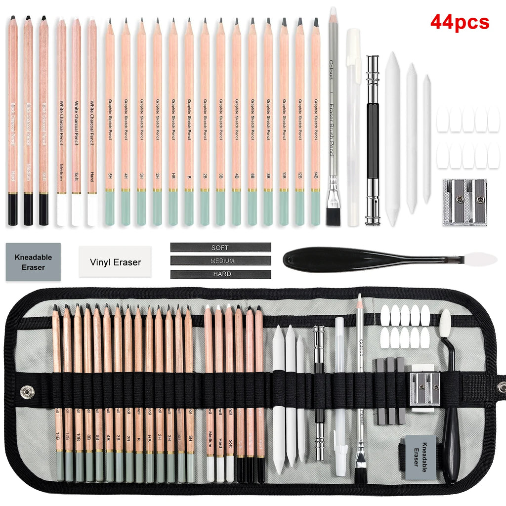 Sketching & Drawing Set with Graphite, Charcoal & Blending Tools