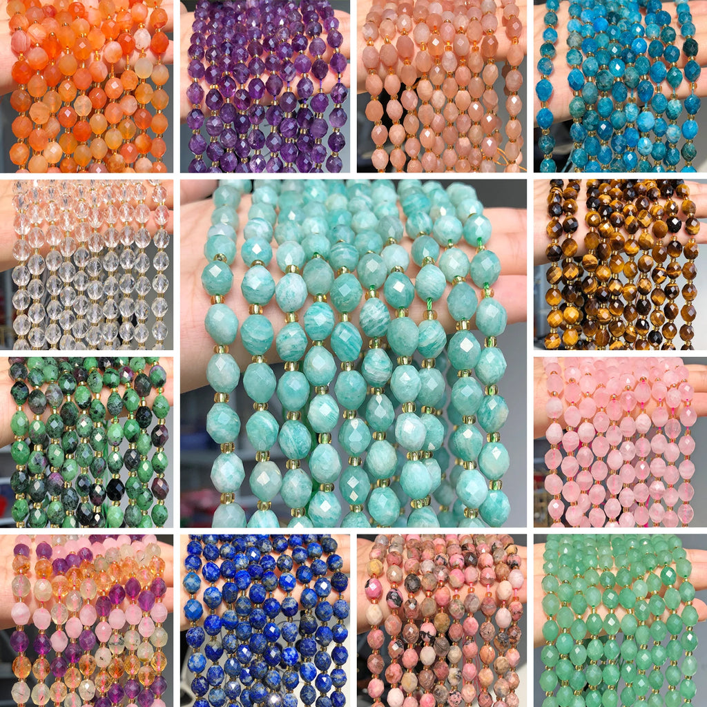 Stone Beads Faceted Oval Assorted Stone Styles for DIY Jewelry Making