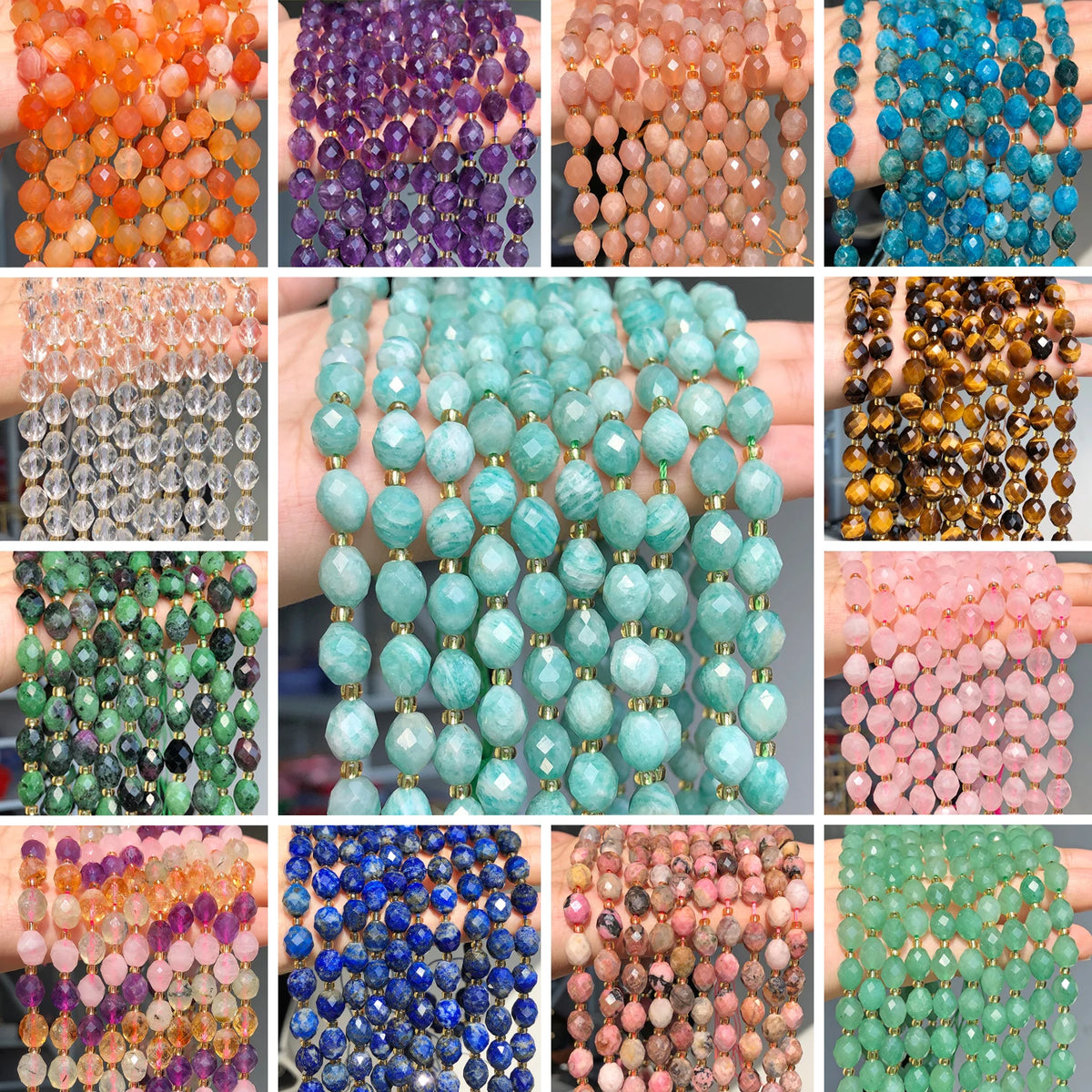 Stone Beads Faceted Oval Assorted Stone Styles for DIY Jewelry Making