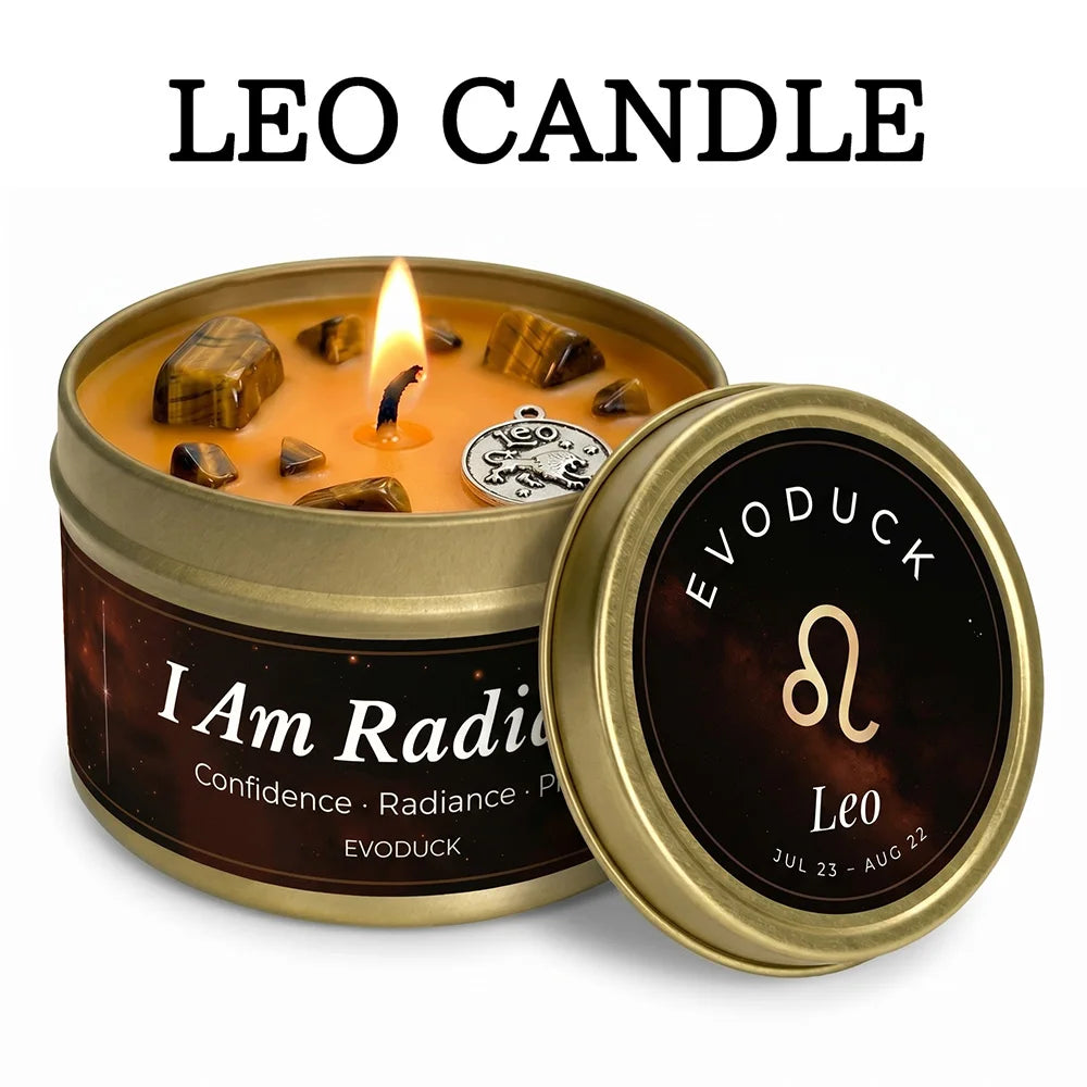 Scented Candles EVODUCK Zodiac Crystal Tins Astrology Birthday Home Fragrance