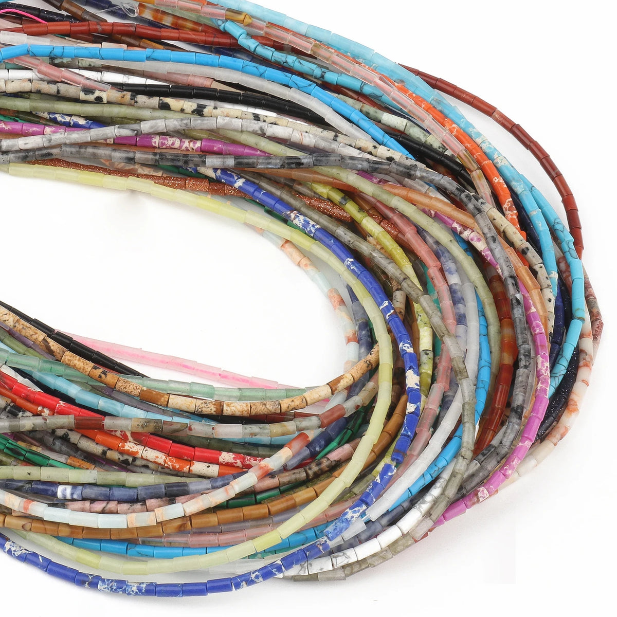 Stone Beads Tube Agate Quartz Jade Jasper Styles for DIY Jewelry Making