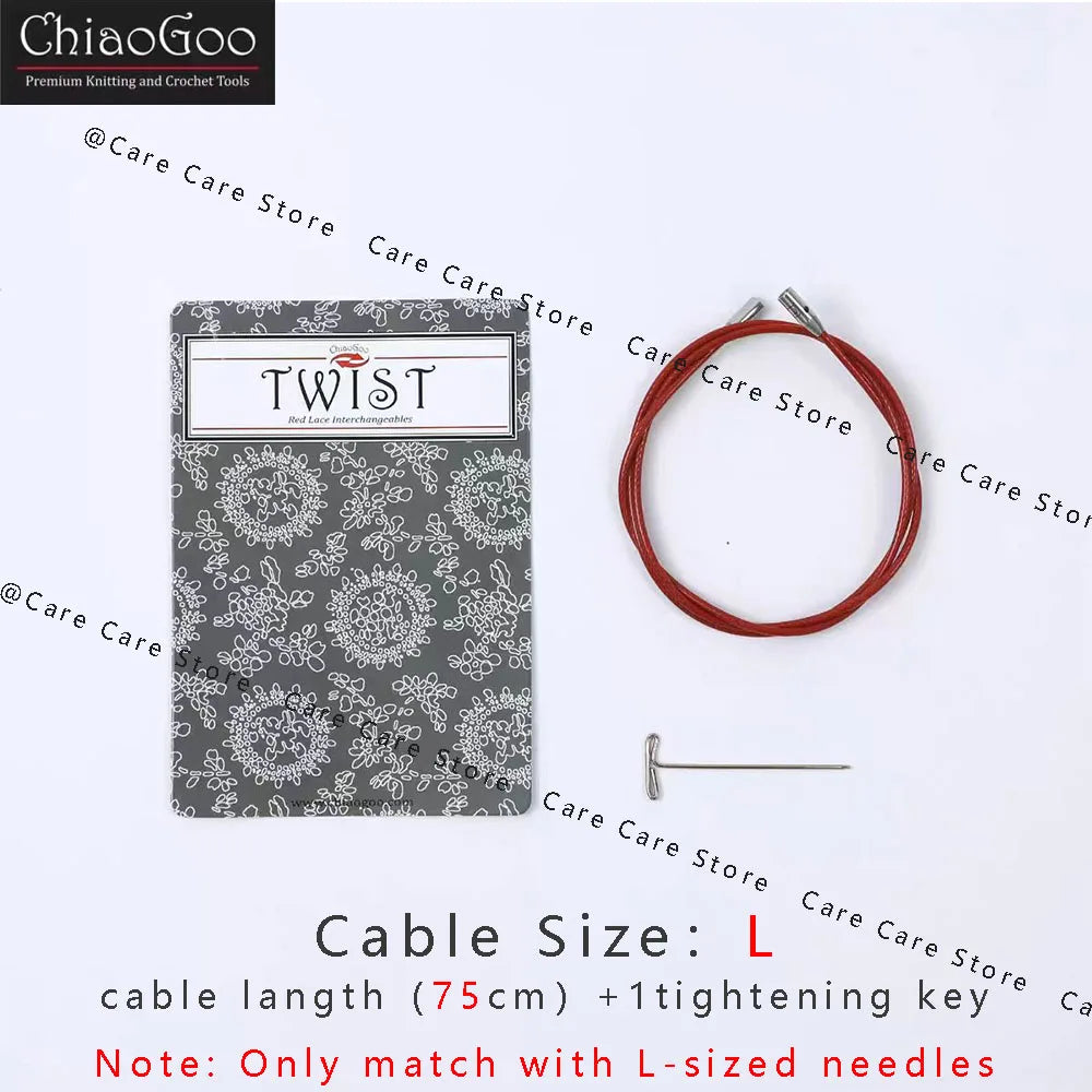 Knitting Needle Cable, ChiaoGoo TWIST Red for Interchangeable Needle Tips