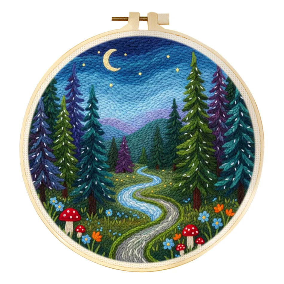 Punch Needle Kit, Forest River Landscape for Handmade Wall Art & Gifts