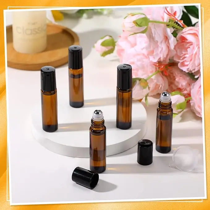 Spray Bottles Empty Amber Glass with Funnels and Droppers 5 Pack