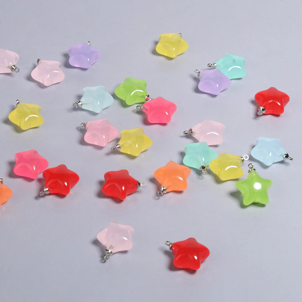 Resin Star Charms Colorful Candy-Style Pendants DIY Jewelry Making