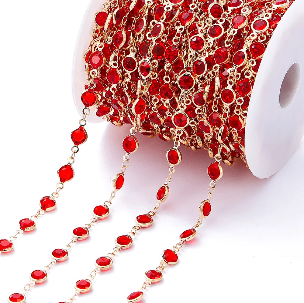 Metal Beads Colorful Crystal Beaded Chain Glass Necklace Chain Bracelet Supplies
