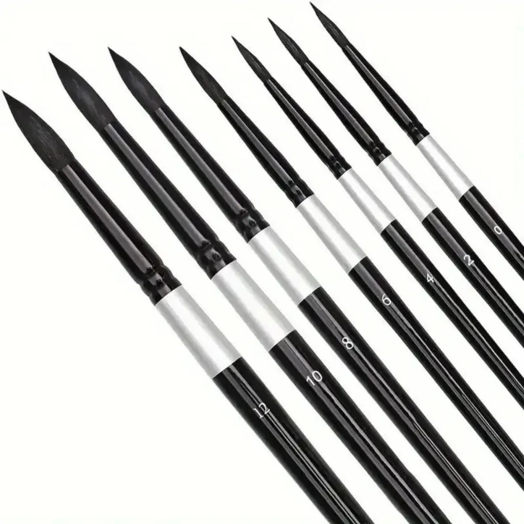 7-Piece Squirrel Hair Painting Brush Set — Round & Pointed Tips