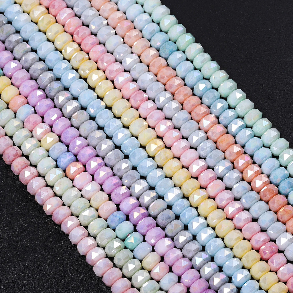 Glass Beads Faceted AB Wheel Flat Cylinder Shapes for DIY Jewelry Making