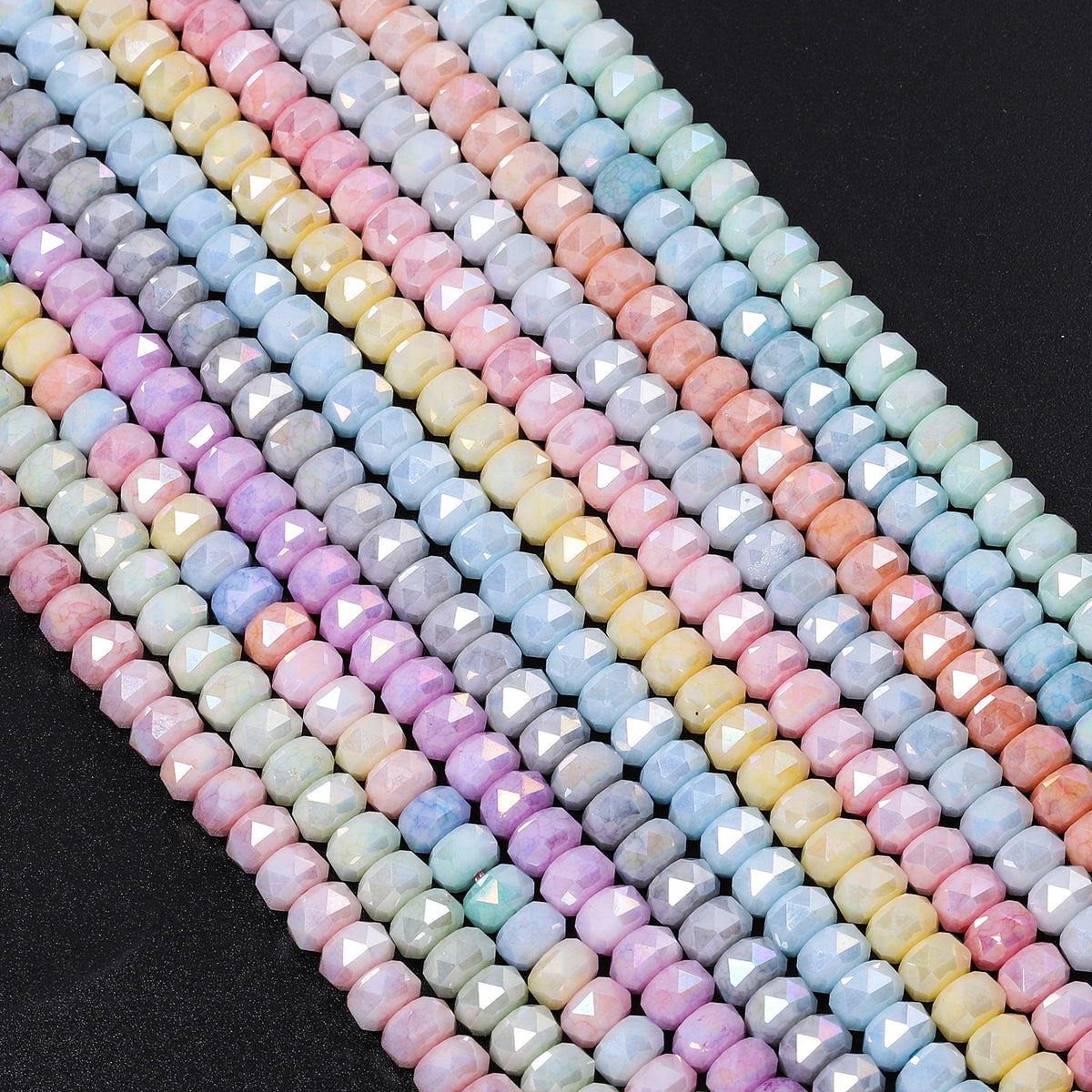 Glass Beads Faceted AB Wheel Flat Cylinder Shapes for DIY Jewelry Making