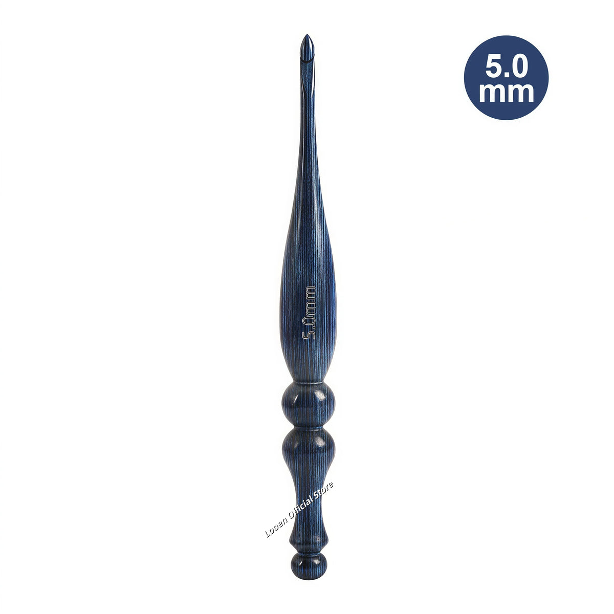 Crochet Hook, Blue Vintage-Style Wooden Handle for Handmade Yarn Crafts