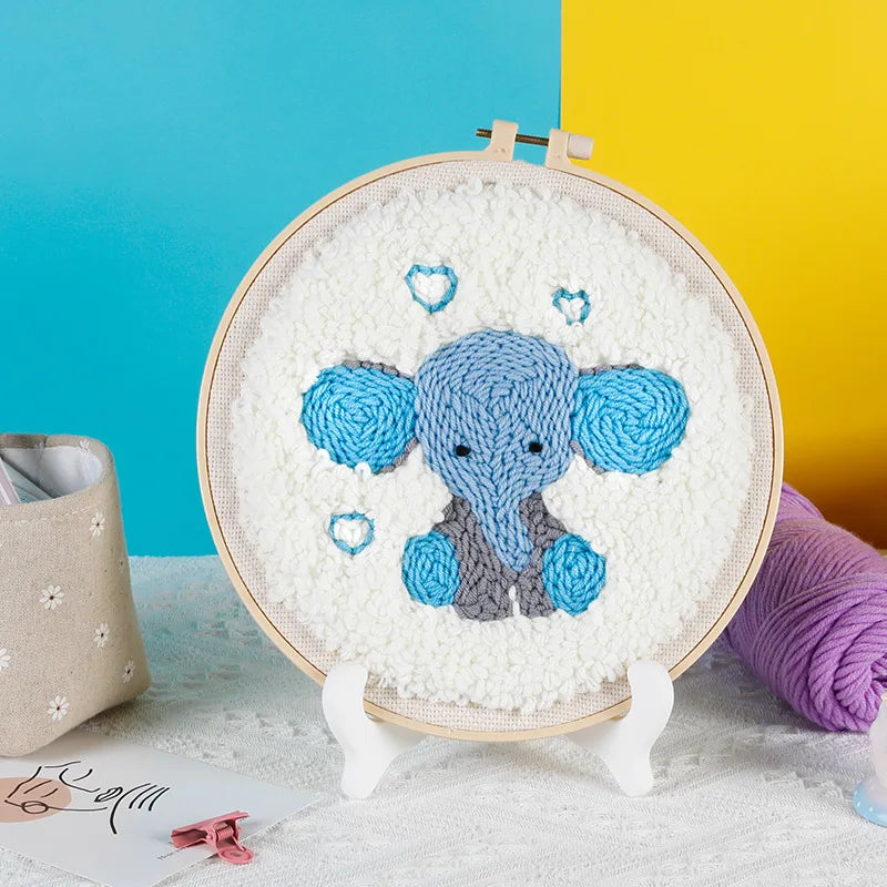 Punch Needle Kit, Christmas Animal Designs for Beginner Embroidery & Gifts
