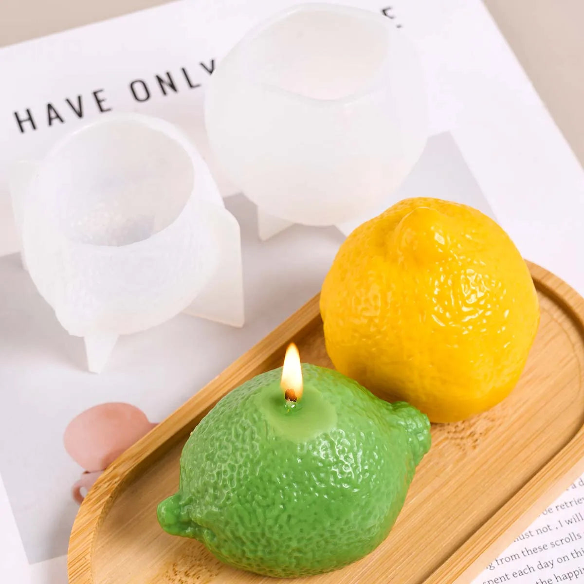 3D Simulation Lemon Silicone Candle Mold DIY Fruit Ornament Craft Gifts Making Soap Plaster Resin Casting Molds Home Decor