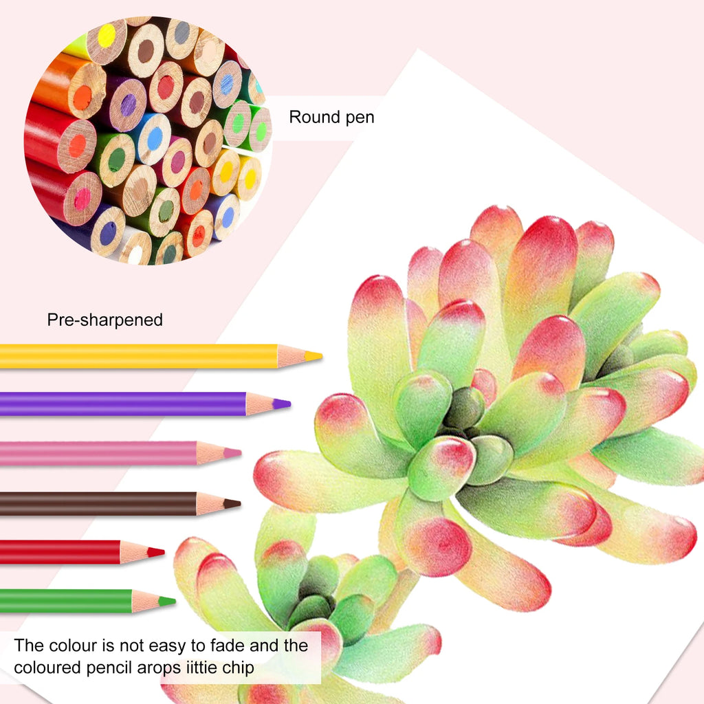 Colored Pencil Set, Oil-Based 2B, 72–180 Colors, Non-Toxic, Multiple Sets