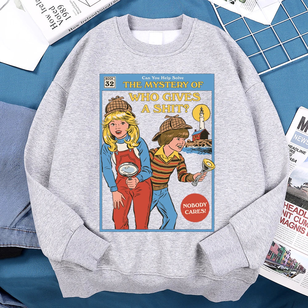 Sweatshirt Unisex Mystery of Who Gives a Sh*t Parody Fleece Crewneck Pullover