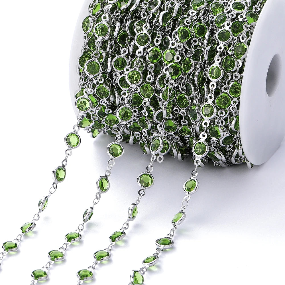 Metal Beads Colorful Crystal Beaded Chain Glass Necklace Chain Bracelet Supplies