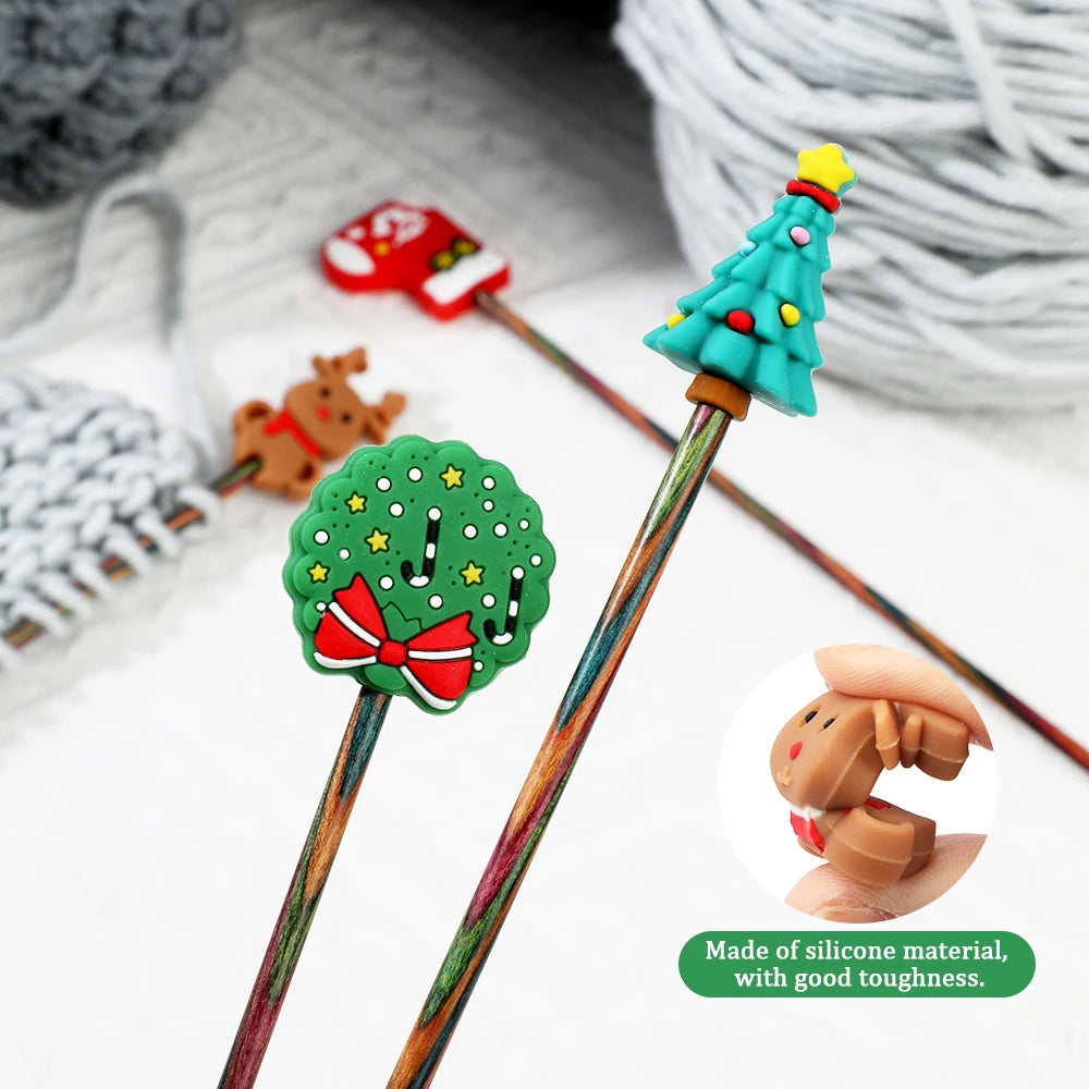 Knitting Needle Stoppers, Cartoon Tip Caps for Needlecraft Accessories