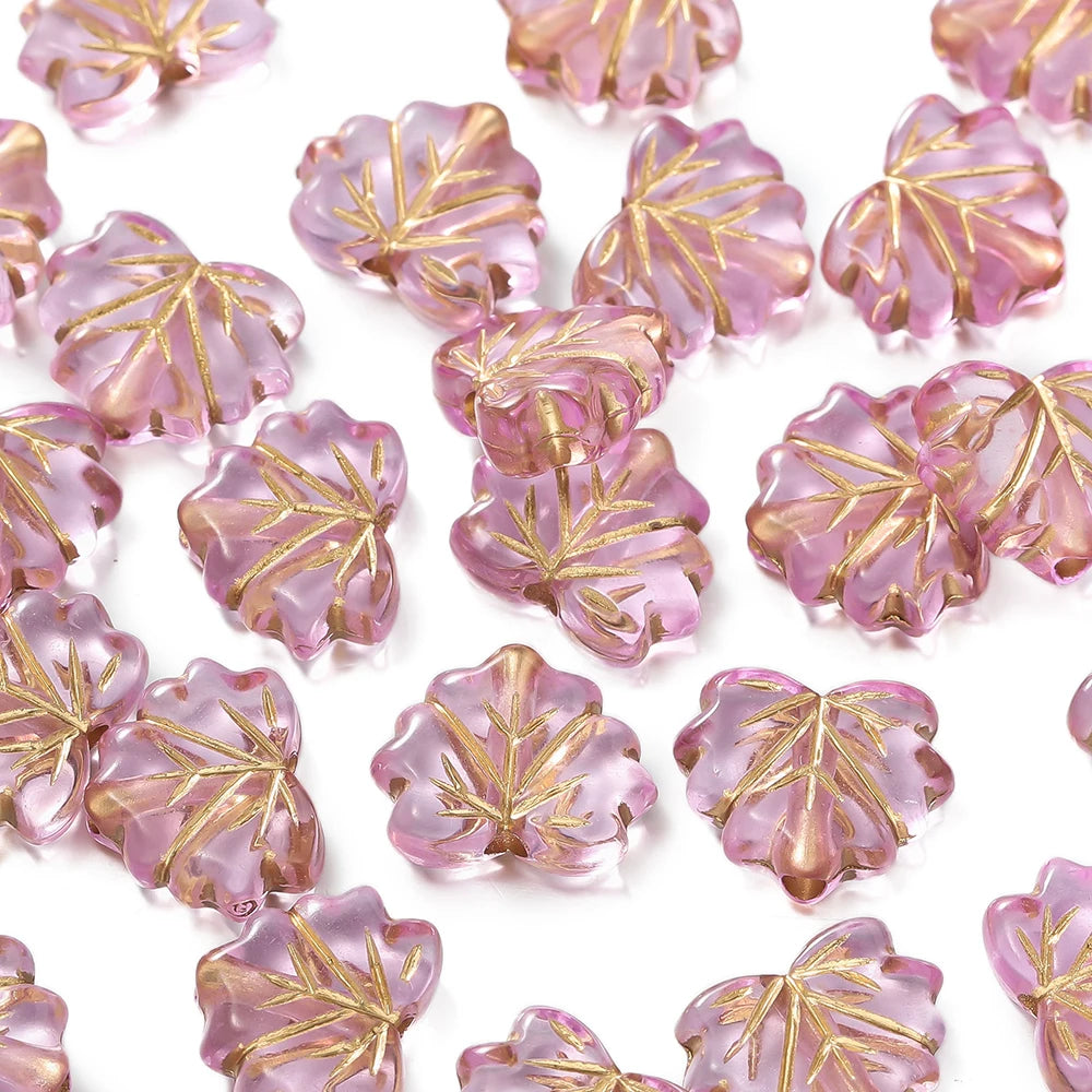 Acrylic Beads Vintage Amber Maple Leaf Spacer Necklace Bracelets Craft Beads