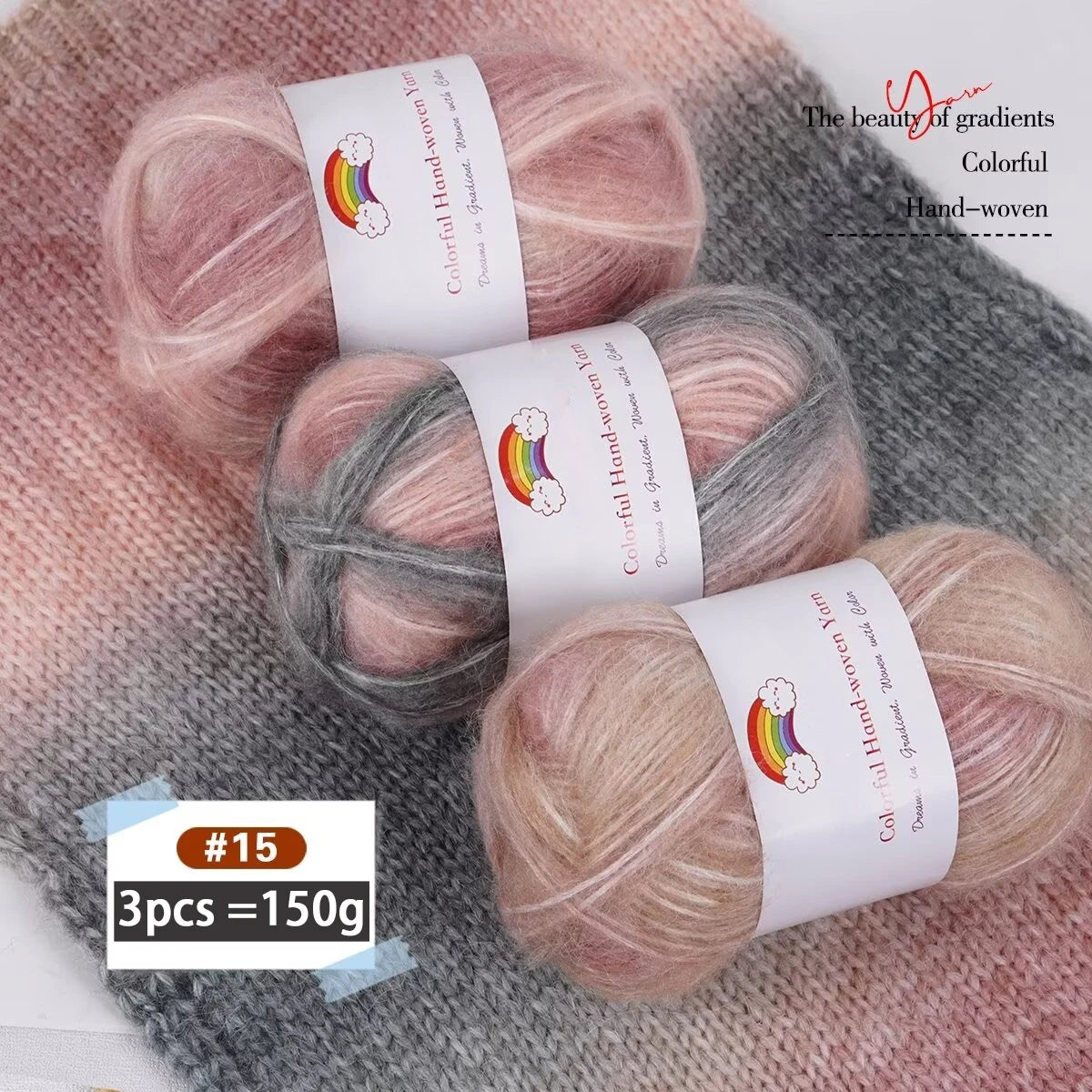 Yarn, Light Rainbow Gradient for Sweaters, Coats, Hats, Scarves & Shawls