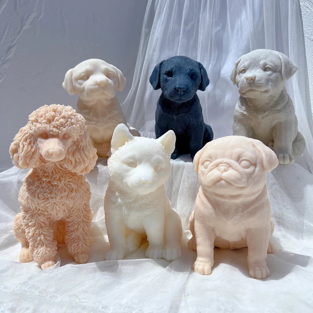 Cute Different Breeds Dog Candle Mold Animal Puppy Soy Wax Silicone Mould Dog Lover Home Decor