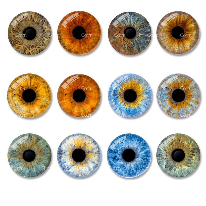 20pcs 8mm - 20mm New Fashion Doll Eyes Mixed Handmade Glass Pattern Flat eyes with round pupils Supplies