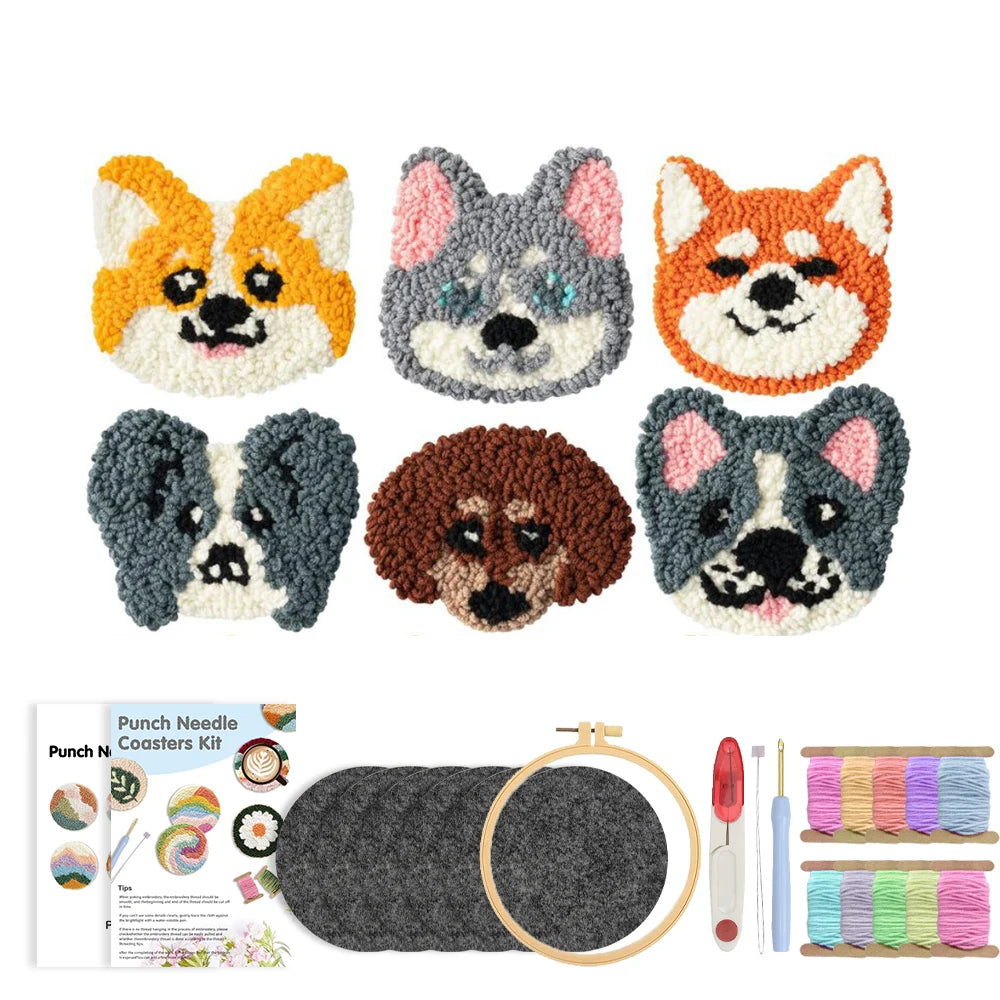 Punch Needle Coaster Kit, SDOYUNO Animal Designs for Beginner Embroidery