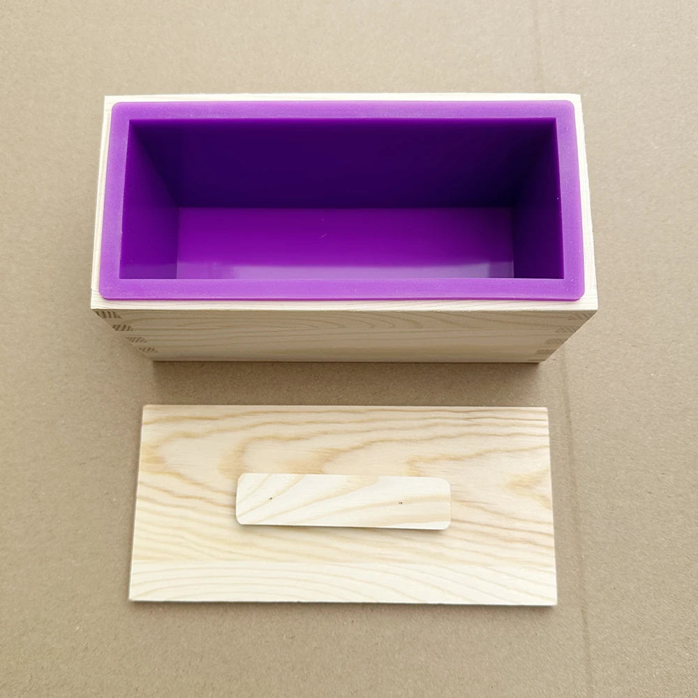 Rectangle Wooden Box Soap Mold Kits 600ml Silicone Soap Mold Flexible Rectangular Loaf Mold DIY Heart Moon Tube Soap Making Tool